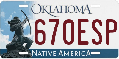 OK license plate 670ESP