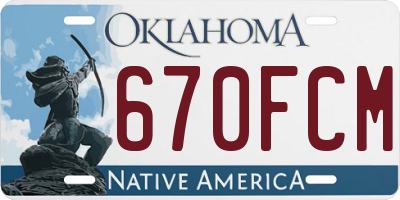 OK license plate 670FCM