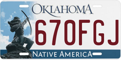 OK license plate 670FGJ