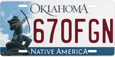 OK license plate 670FGN