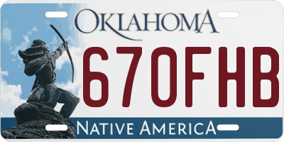 OK license plate 670FHB