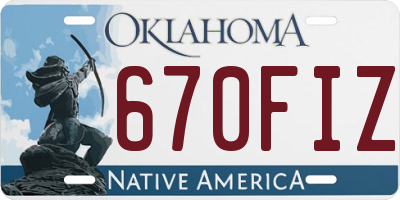 OK license plate 670FIZ