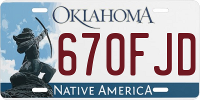 OK license plate 670FJD