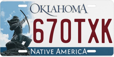 OK license plate 670TXK