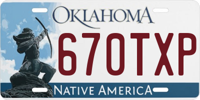 OK license plate 670TXP