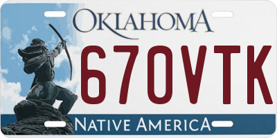 OK license plate 670VTK