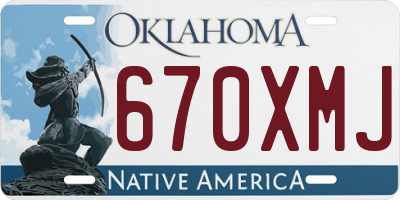 OK license plate 670XMJ