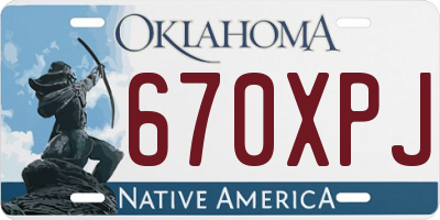 OK license plate 670XPJ