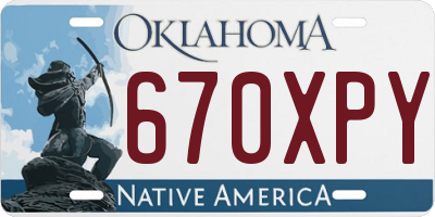 OK license plate 670XPY