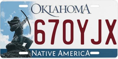 OK license plate 670YJX