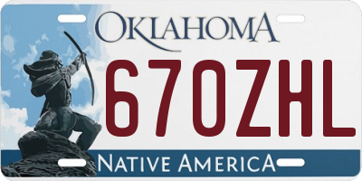 OK license plate 670ZHL