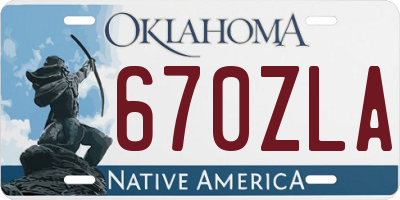 OK license plate 670ZLA