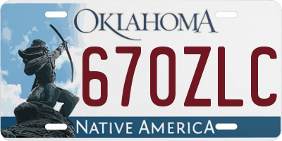 OK license plate 670ZLC