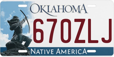 OK license plate 670ZLJ