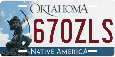 OK license plate 670ZLS