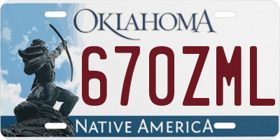 OK license plate 670ZML