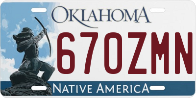 OK license plate 670ZMN