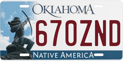 OK license plate 670ZND