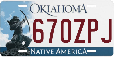 OK license plate 670ZPJ