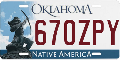 OK license plate 670ZPY