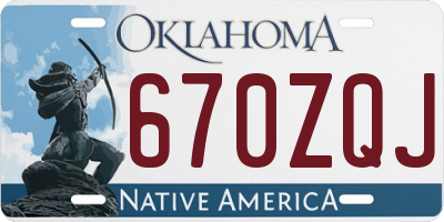OK license plate 670ZQJ
