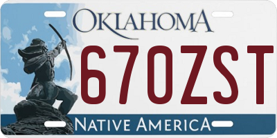 OK license plate 670ZST
