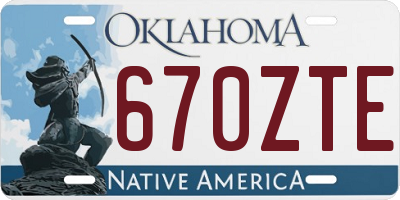 OK license plate 670ZTE