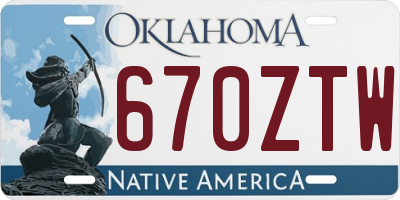 OK license plate 670ZTW