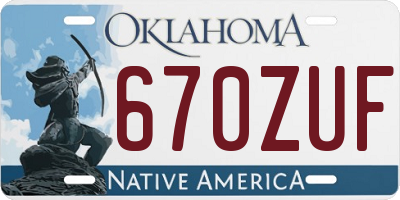 OK license plate 670ZUF