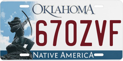 OK license plate 670ZVF