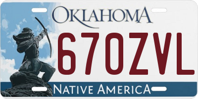 OK license plate 670ZVL