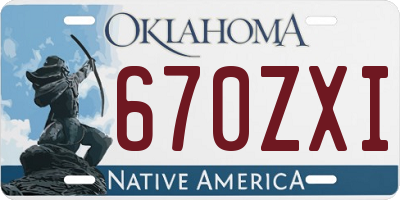 OK license plate 670ZXI