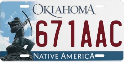 OK license plate 671AAC