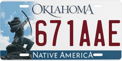 OK license plate 671AAE