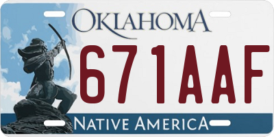 OK license plate 671AAF