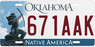 OK license plate 671AAK