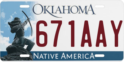 OK license plate 671AAY