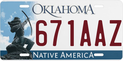 OK license plate 671AAZ