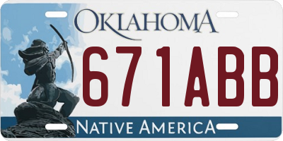 OK license plate 671ABB