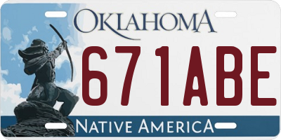 OK license plate 671ABE