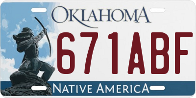 OK license plate 671ABF