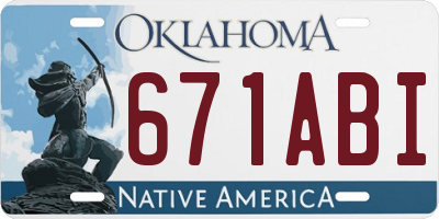 OK license plate 671ABI