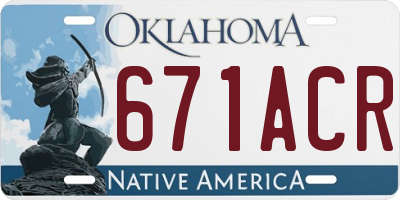 OK license plate 671ACR