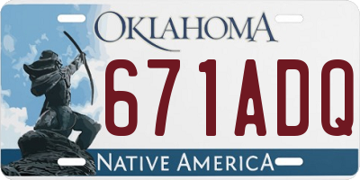 OK license plate 671ADQ