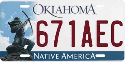 OK license plate 671AEC