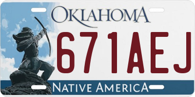 OK license plate 671AEJ
