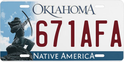 OK license plate 671AFA