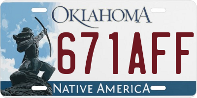 OK license plate 671AFF