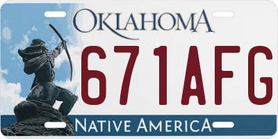 OK license plate 671AFG