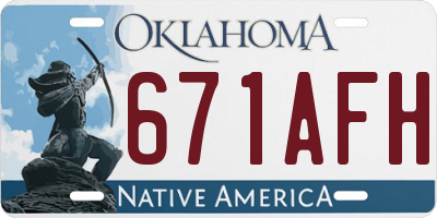 OK license plate 671AFH